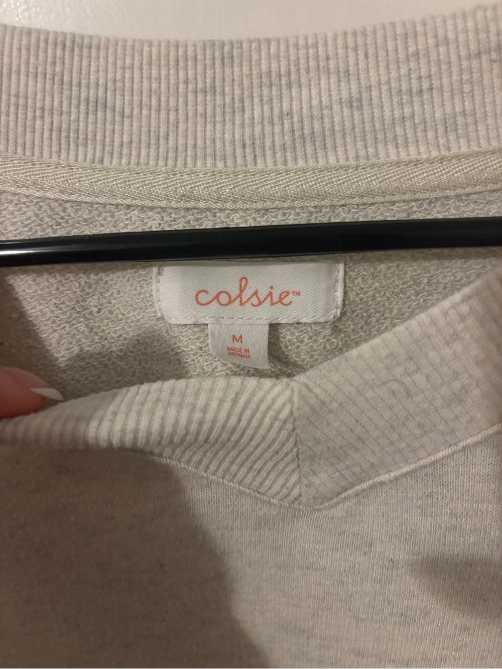 Colsie Cream Ribbed-Neck Pullover - Picture 3 of 3